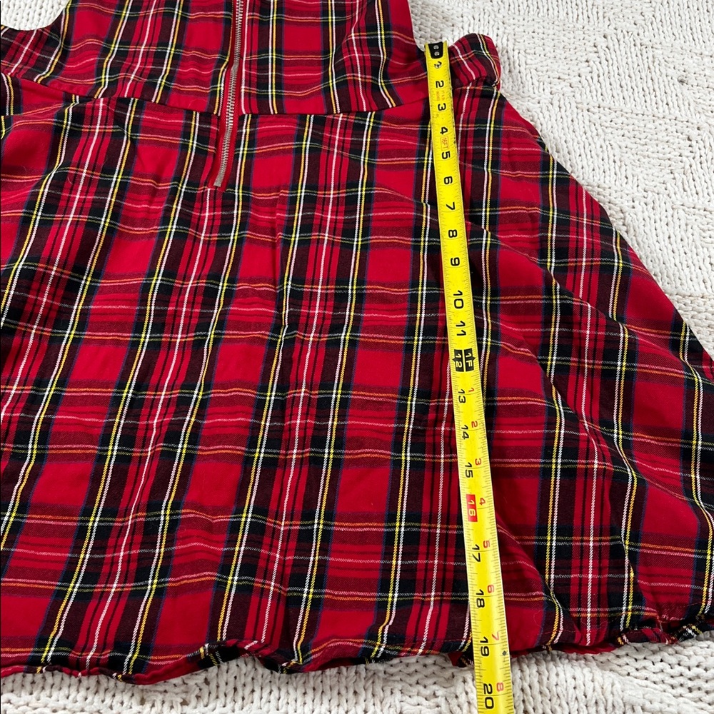 Hot Topic Red/Black Plaid O-Ring Skirtall Overall Zipper Dress - Picture 14 of 16